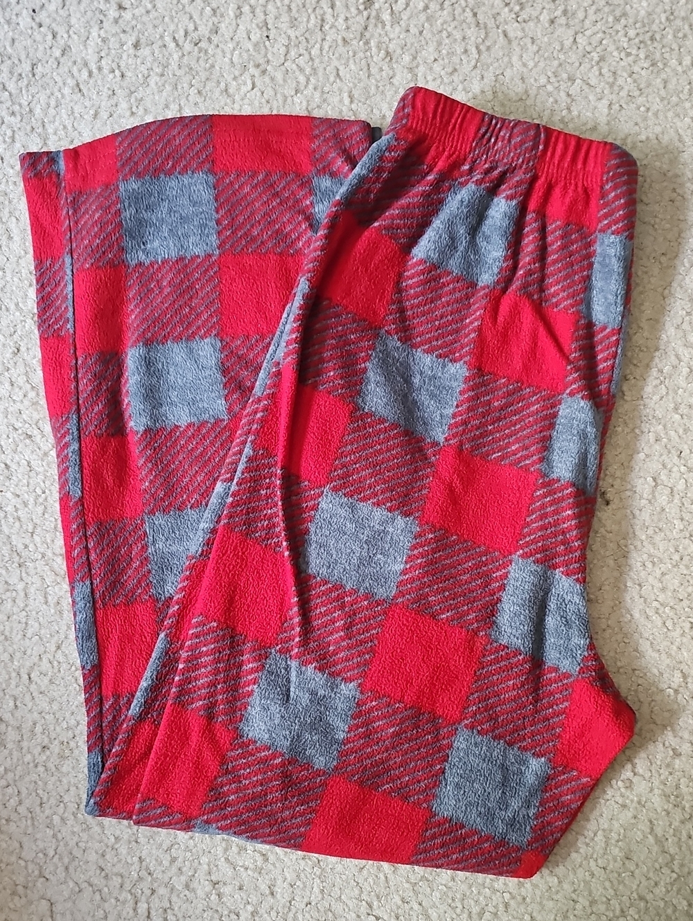Kids Red and Gray Buffalo Plaid Pajama Bottoms